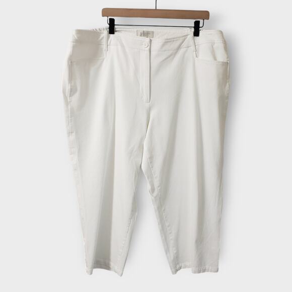 Talbots Pants - Talbots Woman Heritage White‎ Straight Cropped Pants 22W Stretch Pockets Summer